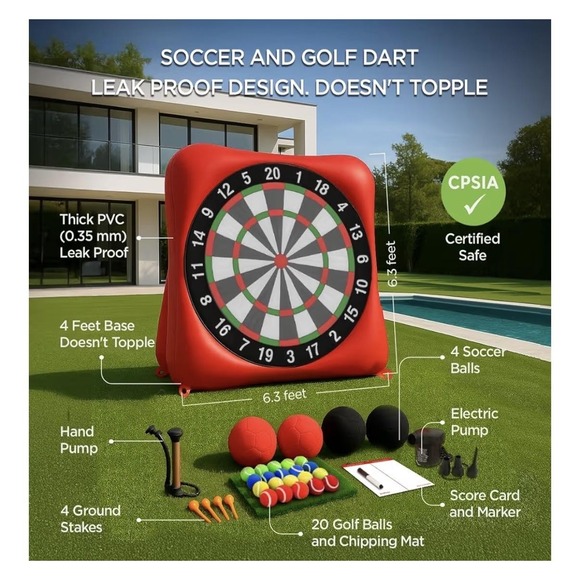 ZivPlay Inflatable Dart Game 6x6 Ft Soccer Golf Yard Target Outdoor Family Fun - Picture 2 of 8